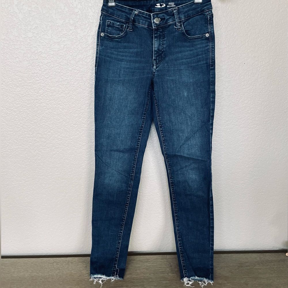 Old Navy Rockstar Dark Skinny Cropped Ankle Cutoff Denim Jeans 0
